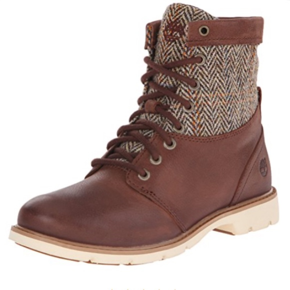 Timberland Harris Tweed Women's Brown Leather Boots Size